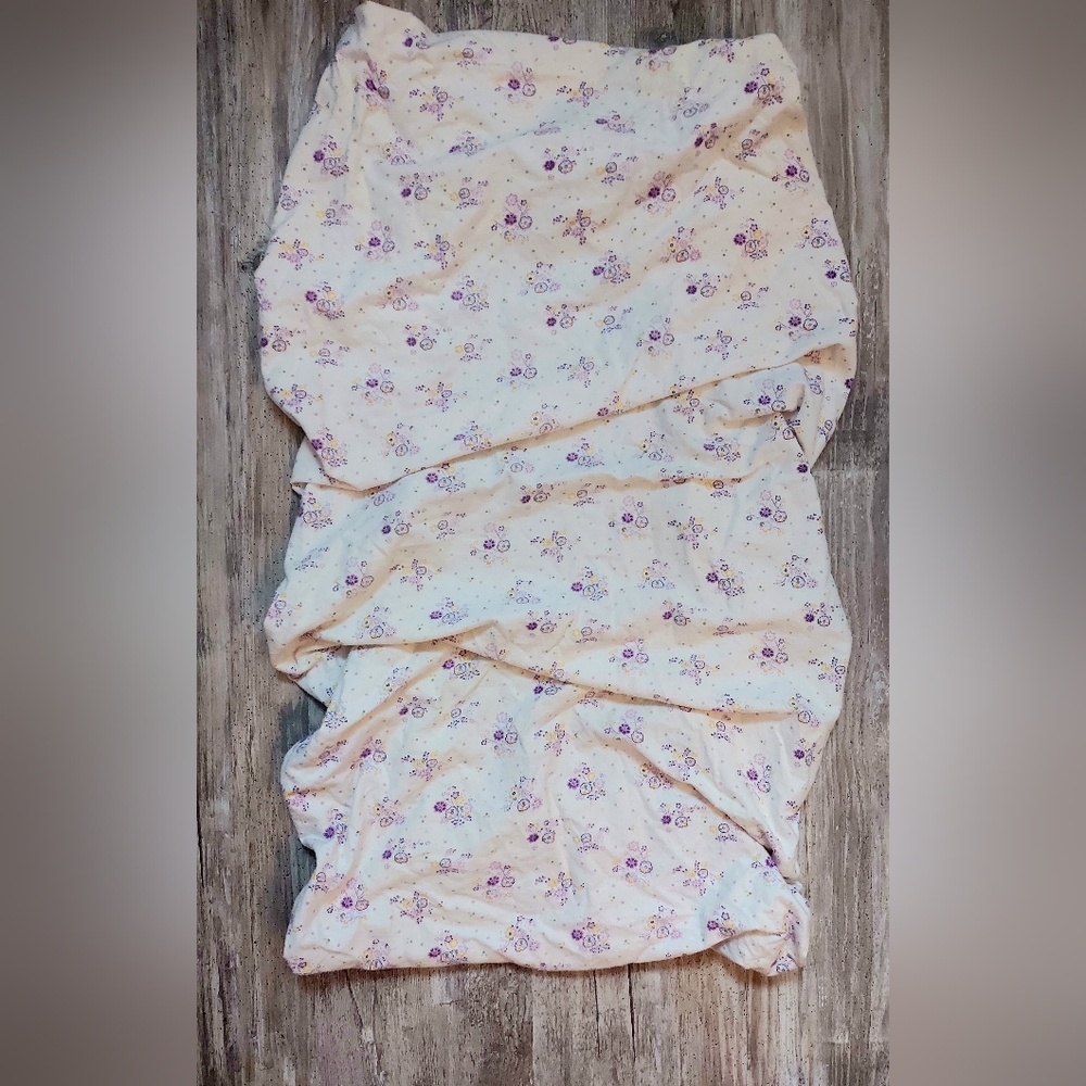 100% Cotton Flannel Crib Fitted Sheet Toddler Bed Purple Yellow Floral